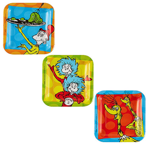 Dr Seuss 17cm Square Paper Plates (Pack Of 8)