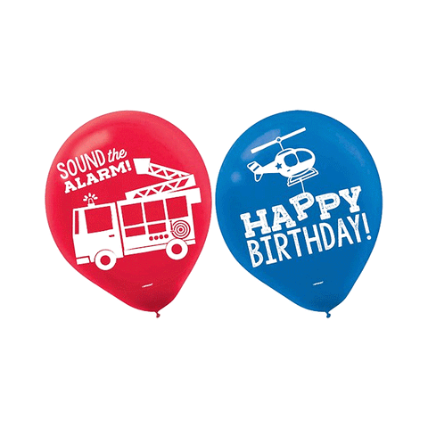 First Responders Happy Birthday Latex Balloons Pack of 6