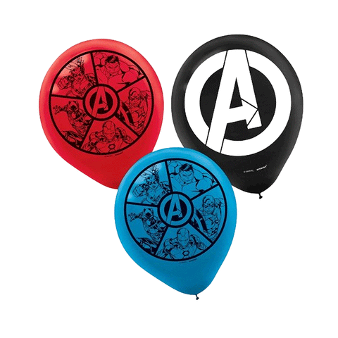 Marvel Avengers 6 Pack of Balloons. Features iconic Avengers imagery and symbols including Hulk, Ironman, Captain America and Black Widow. These are high quality balloons and come deflated. Once inflated, they reach approximately 30cm in size.