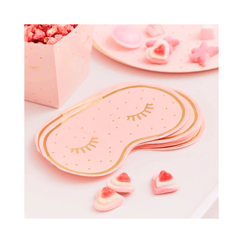 Pamper Party Gold Foiled and Pink Eye Mask Shaped Napkins Pack of 16