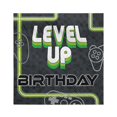 Level Up Birthday Lunch Napkins Pack of 16