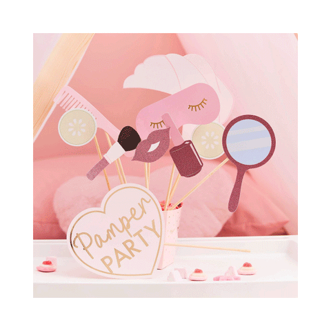 Pamper Party Pink Glitter & Foiled Photo Props