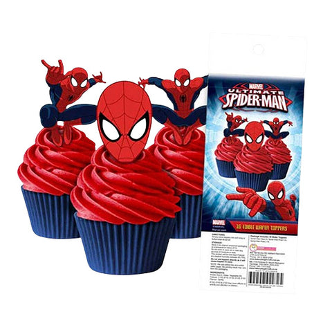 Spiderman Wafer Cupcake Toppers x 16