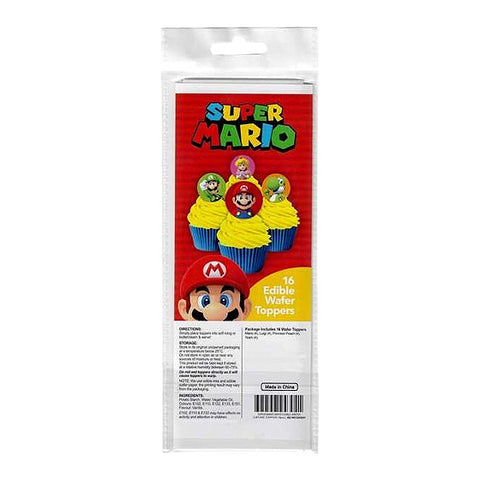 Super Mario Wafer Cupcake Toppers x 16