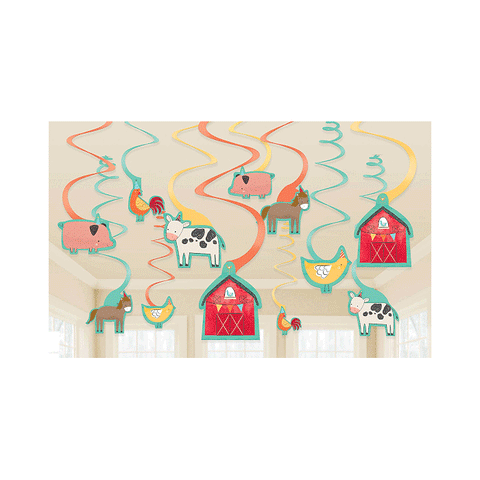 Barnyard Birthday Hanging Swirl Decorations Value Pack