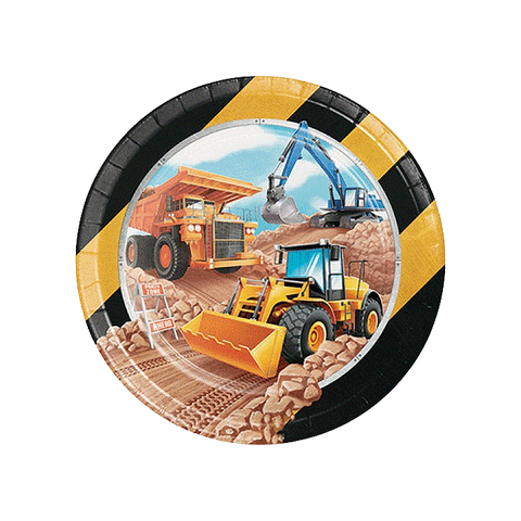 Big Dig Construction Dinner Paper Plates 22cm Pack of 8