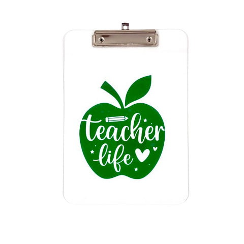 Green Apple Teacher Life Clipboard