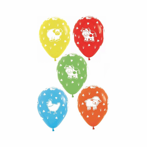 Farm Animals Latex Balloons Pack 12