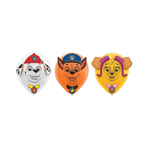 Paw Patrol Latex Balloons & Paper Adhesive Add-Ons Pack of 6