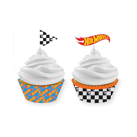 Hot Wheels Cupcake Cases & Picks Set