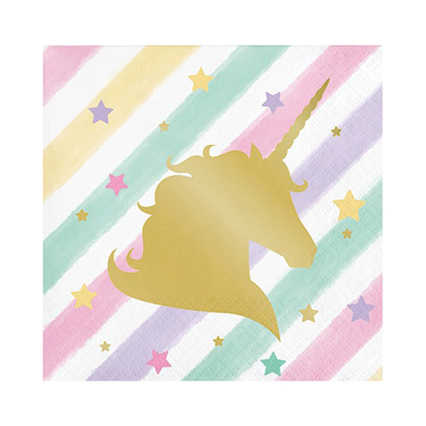 Unicorn Sparkle Beverage Foil Stamped Napkins Pack of 16