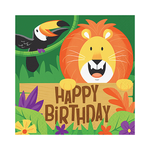 Jungle Safari Happy Birthday Lunch Napkins Pack of 16