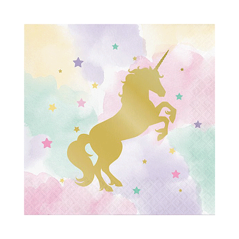 Unicorn Sparkle Lunch Foil Stamped Napkins Pack of 16