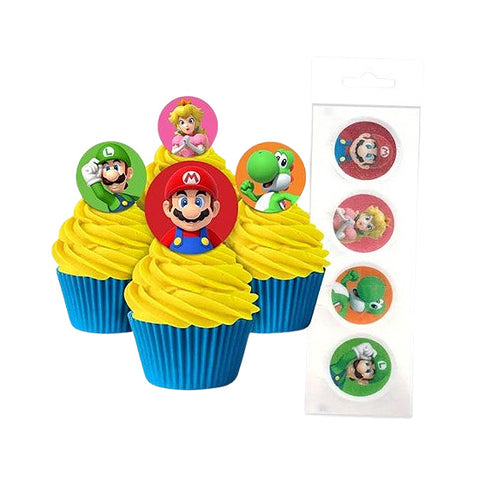 Super Mario Wafer Cupcake Toppers x 16